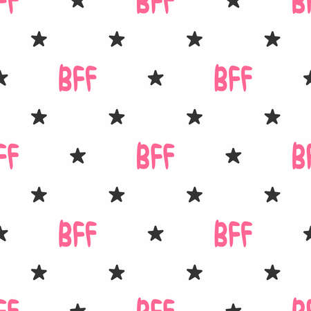 Repeating stars and the abbreviation BFF. best friends forever. Cute seamless pattern. simple vector illustration.のイラスト素材