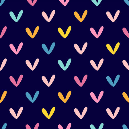 Simple seamless pattern with repeating hearts. Romantic vector illustration.のイラスト素材
