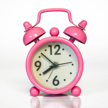 Miniature Vintage Pink Alarm Clock - Minimal Design. Vivid Pink