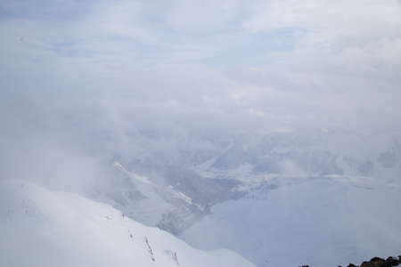 Caucasus Mountains, Georgia, ski resort Gudauri. View of the mountains from the top.