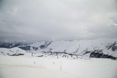 Caucasus Mountains, Georgia, ski resort Gudauri. View of the mountains from the top. View of the...