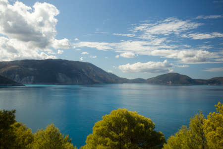 View of the sea and the islands. Greece, Kefellonia.の写真素材