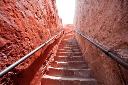 Climb the stairs in Saint Catalina, Arequipa, Peru. Go up as a goalの写真素材