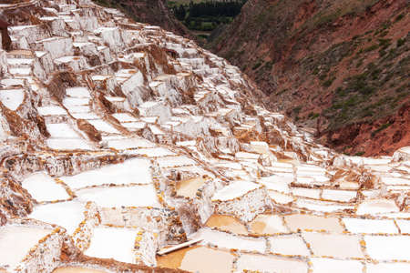 Salt evaporation ponds Salineras in Maras, Peru, Latin America. Salt mining since the Inca Empire.の写真素材
