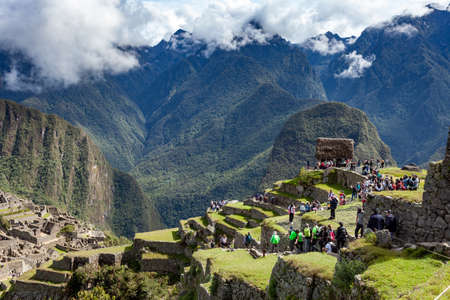 Tourists walk along Machu Picchu. 2019-11-28 Peru.のeditorial素材