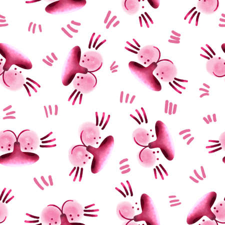Seamless pattern cat nose pink with textured mustacheの写真素材