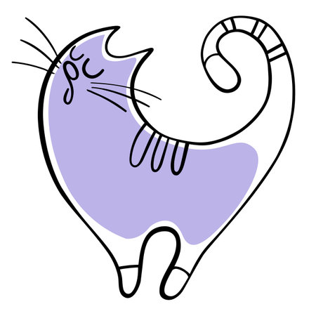 Cat purple doodle vector isolated on a white backgroundのイラスト素材