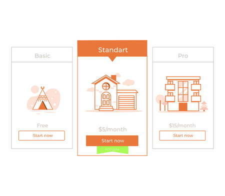 Our price plan with house. Three Different Categories of Money pricing.のイラスト素材