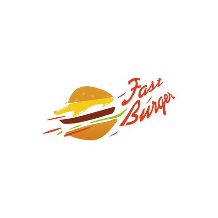 American classic burger house logo. Logotype for restaurant or cafe or fast food. Vector illustrationのイラスト素材