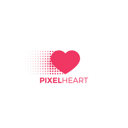 Pixel heart logo. Vector flat illustrationのイラスト素材