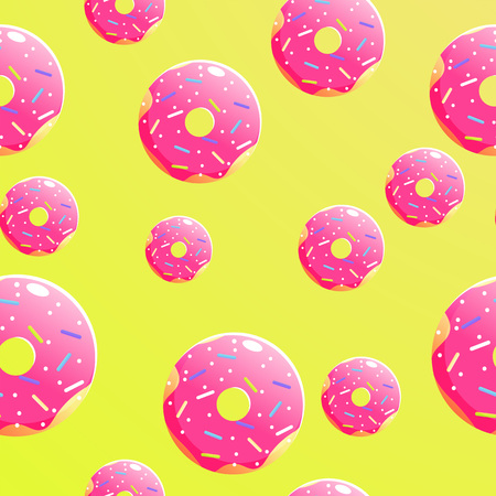 Seamless background pattern with delicious donuts. Vector cartoon illustrationのイラスト素材