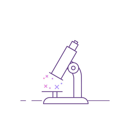 Research. Microscope for studying problems. Vector gradient line iconのイラスト素材