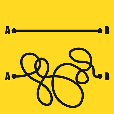 The road from point a to punt b. Way to success. Vector flat illustrationのイラスト素材