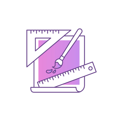 Design development. Sketch painted with a brush and rulers. Vector line gradient iconのイラスト素材