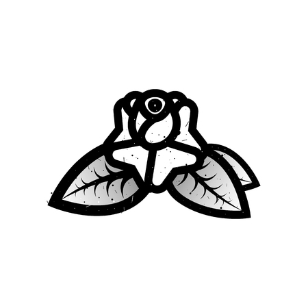 Old school black white tattoo with rose.  Vector illutrationのイラスト素材