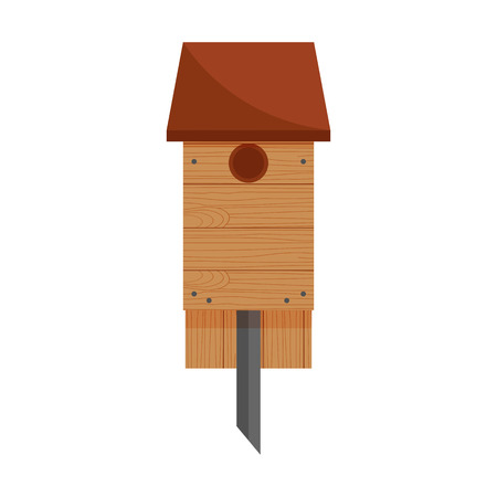 Wooden birdhous. Vector flat illustrationのイラスト素材