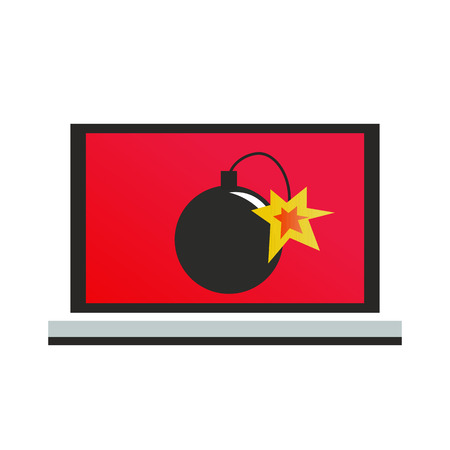 A computer with a virus bomb. Vector flat illustrationのイラスト素材