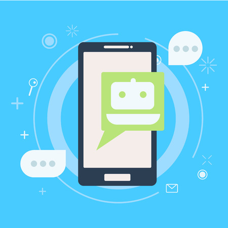 Chat bot on phone. Vector flat illustrationのイラスト素材