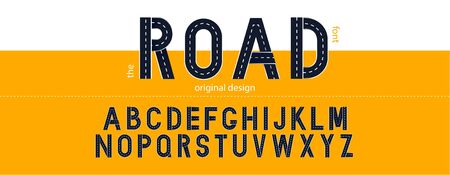 Road font. Typography design with street lines. Vector lettersのイラスト素材