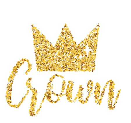 Queens Gold Crown with Glitter isolated on white background. Vector Illustration.のイラスト素材