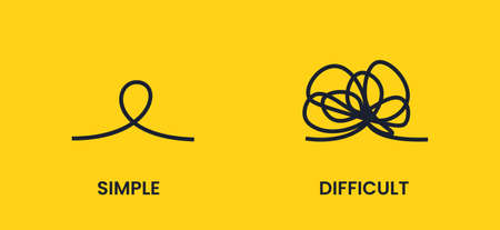 The knot from points. Simple or difficult way to success. Vector flat illustration.のイラスト素材