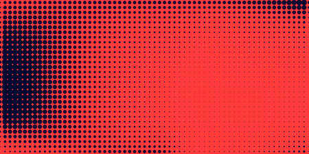 Halftone in abstract style. Geometric retro banner vector texture. Modern print. Dark blue and red background. Light effectのイラスト素材