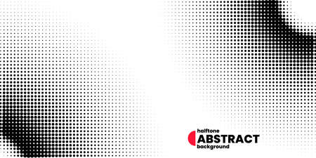 Halftone in abstract style with place for text. Geometric retro banner vector texture. Modern print. White and black background. Light effectのイラスト素材