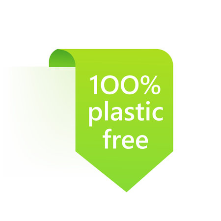 Green plastic free badge. Environment pollution. Template design.のイラスト素材