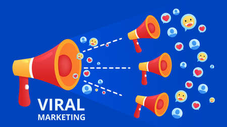 Viral marketing for concept design. Business illustration. Social media vector banner.のイラスト素材