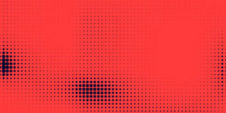 Halftone in abstract style. Geometric retro banner vector texture. Modern print. Dark blue and red background. Light effectのイラスト素材