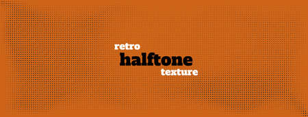 Halftone in abstract style. Geometric retro banner vector texture. Modern print. Orange and black...
