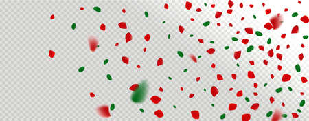 Rose confetti on transparent background. Ped flowers blossom. Romantic creative composition. Love concept.のイラスト素材