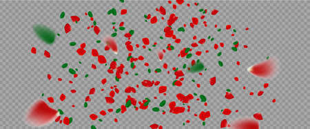 Rose confetti on transparent background. Ped flowers blossom. Romantic creative composition. Love concept.のイラスト素材