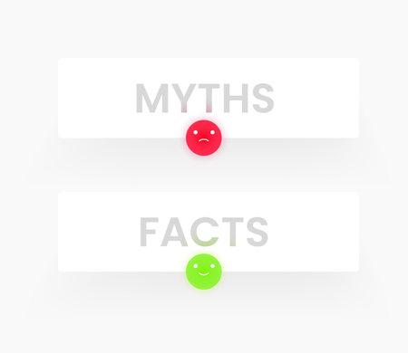 The infographic with myths or facts for concept design. Check mark icons. Vector flat illustration.のイラスト素材