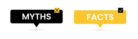 The infographic with myths or facts for concept design. Check mark icons. Vector flat illustration.のイラスト素材