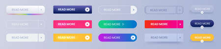 Read more buttons vector set. Rectangle templates for designs. Line and gradient and flat icons. Sign for clickのイラスト素材