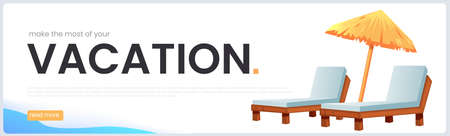 The banner for a travel agency. The vacation concept. Vector cartoon illustration.のイラスト素材