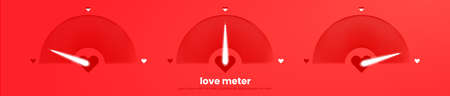 The love meter chart. The romantic infographic with a heart. The minimal template design in red...
