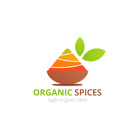 Organic Spices logo concept design. Food vector illustration. Healthy simple logotypeのイラスト素材