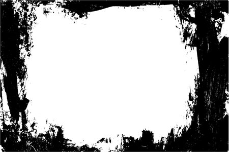 Vector retro photo frame with black brush border and rough paint strokes. Geometric pattern and distressed texture for a worn, grungy design.のイラスト素材