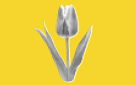 Stylized Tulip Illustration on Yellow Backgroundのイラスト素材