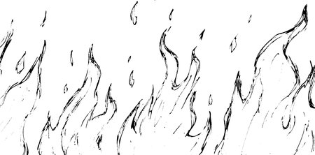 A stylized illustration of flames, featuring dynamic curves and sharp peaks, set against a white background. The design captures the essence of fire with a minimalist approach.のイラスト素材