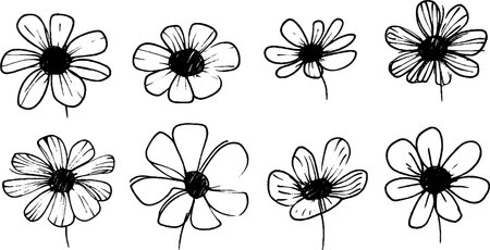 Hand-Drawn Flower Collectionのイラスト素材