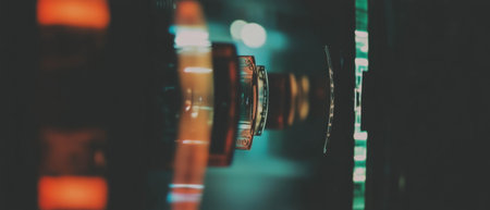 Faded cinematic texture showing the charm of vintage film aesthetics over timeの写真素材