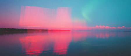 Aurora borealis in stunning double exposure at night