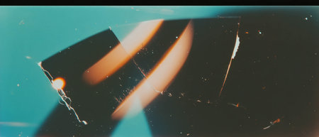 Unevenly developed old film surface showing marks and flaws in its texture and colorの写真素材