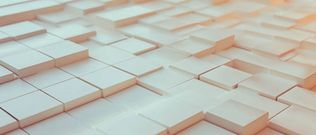 Textured beige tiles arranged in a warm, neutral background for modern designの写真素材