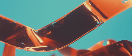 Old film surface with warping and distortions showcasing damaged textures and colors