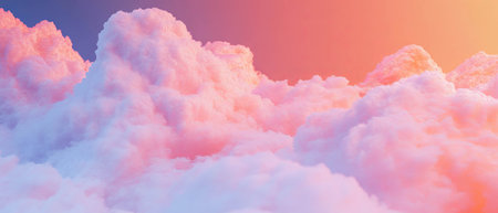 Fluffy clouds under a tranquil sky during sunsetの写真素材