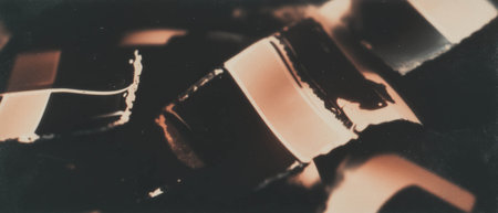 Old film surface displaying physical tears and rips with fragmented damage details
